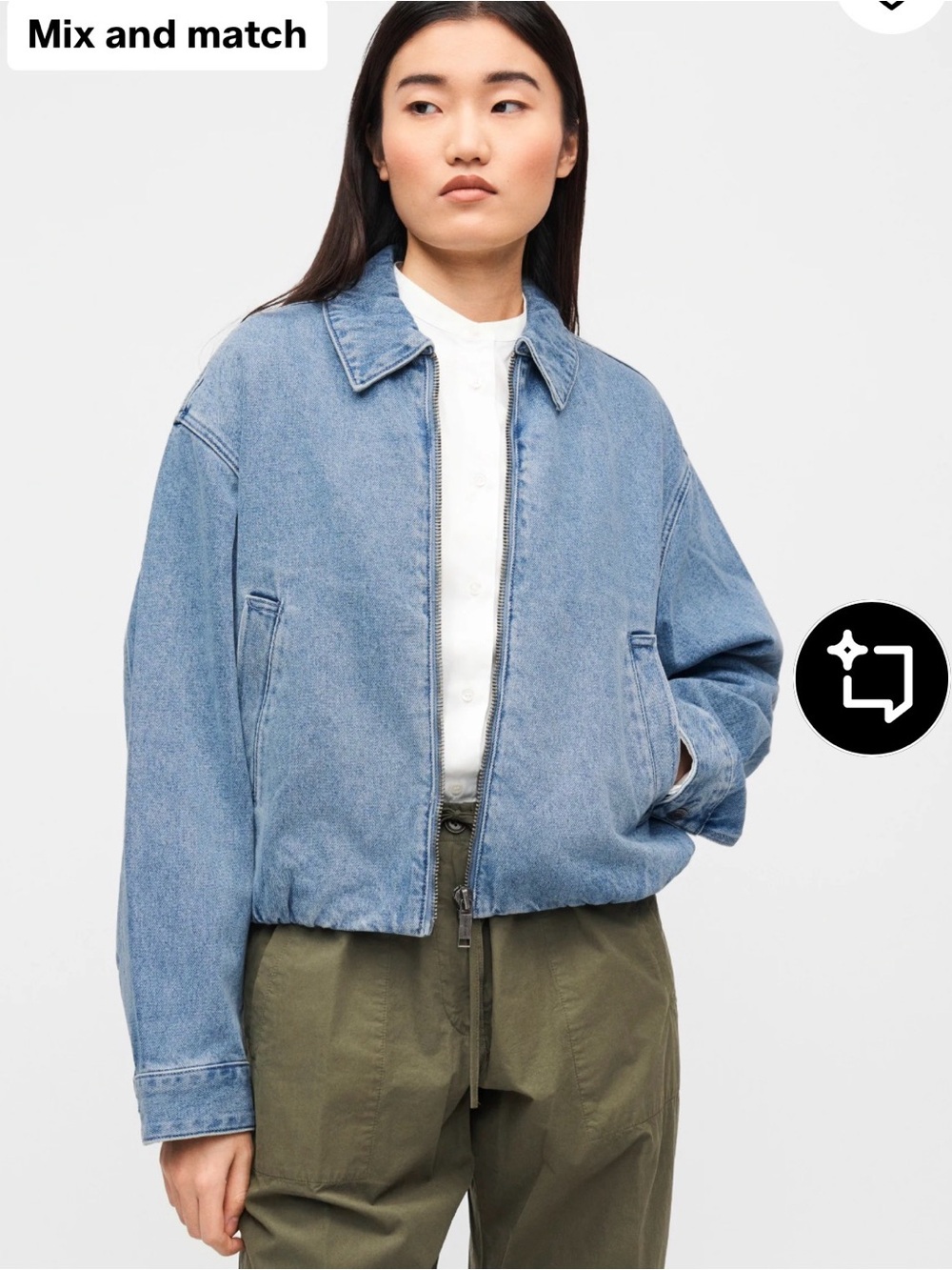 Michael Kors Light Blue Denim Zip Front Jacket size sm
